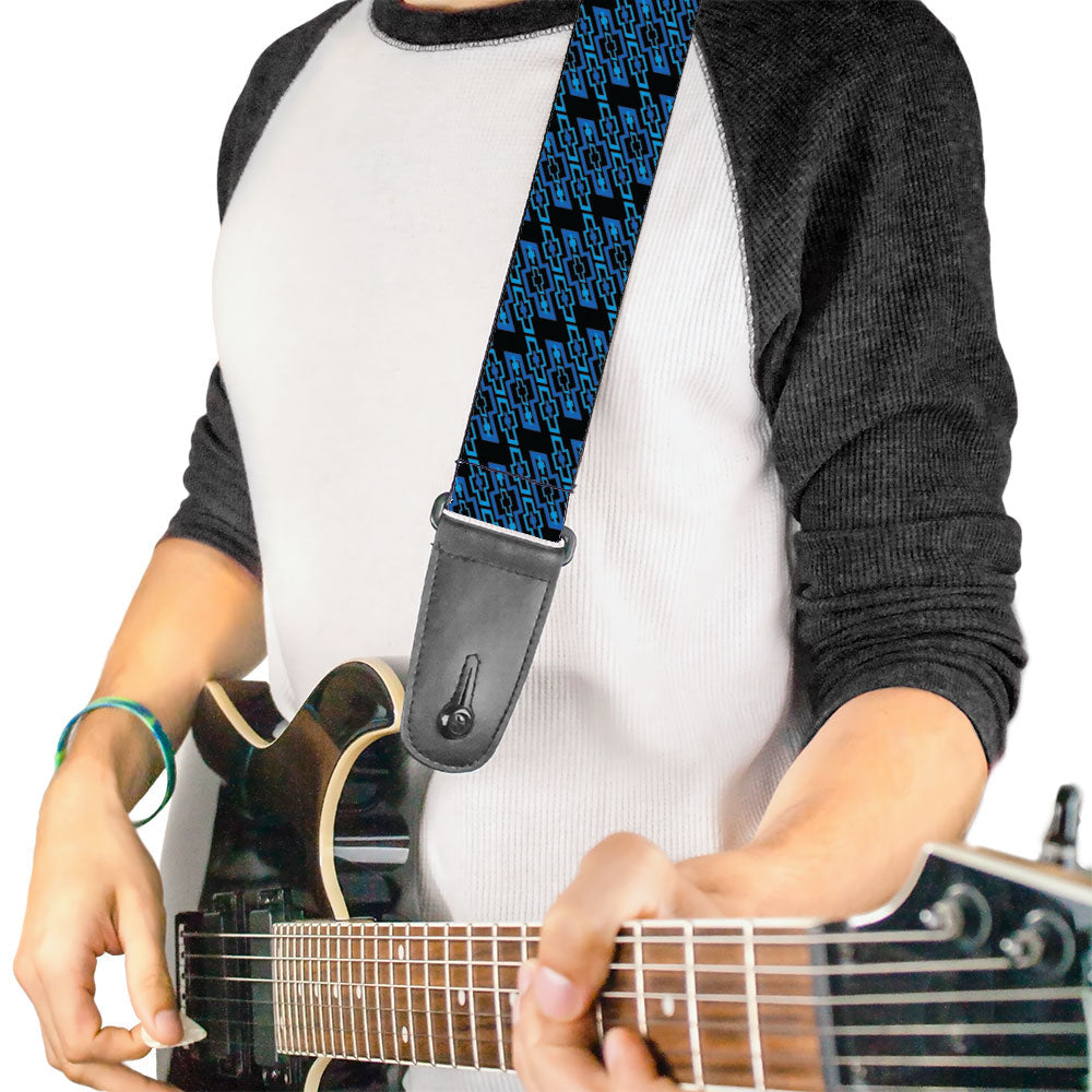 guitar-strap-diagonal-retro-chevy-bowtie-monogram-black-blues