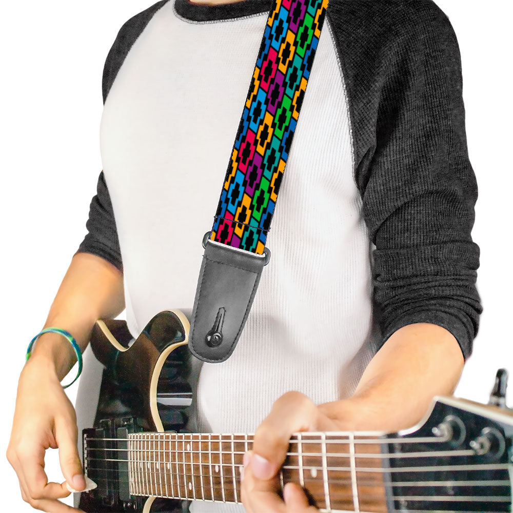 guitar-strap-chevy-bowties-5-row-black-multi-color