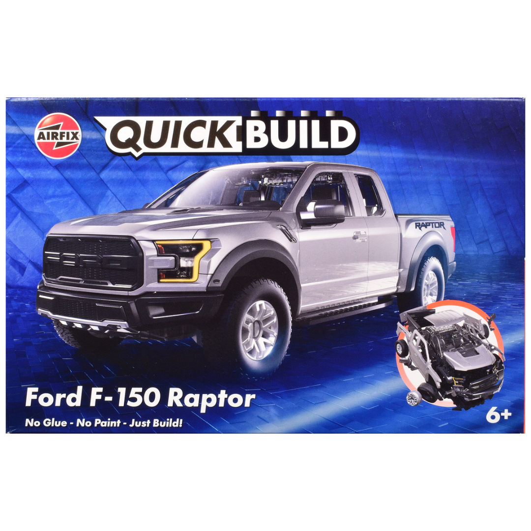 Skill 1 Model Kit Ford F-150 Raptor Pickup Truck Gray Snap Together Snap Together Painted Plastic Model Car Kit