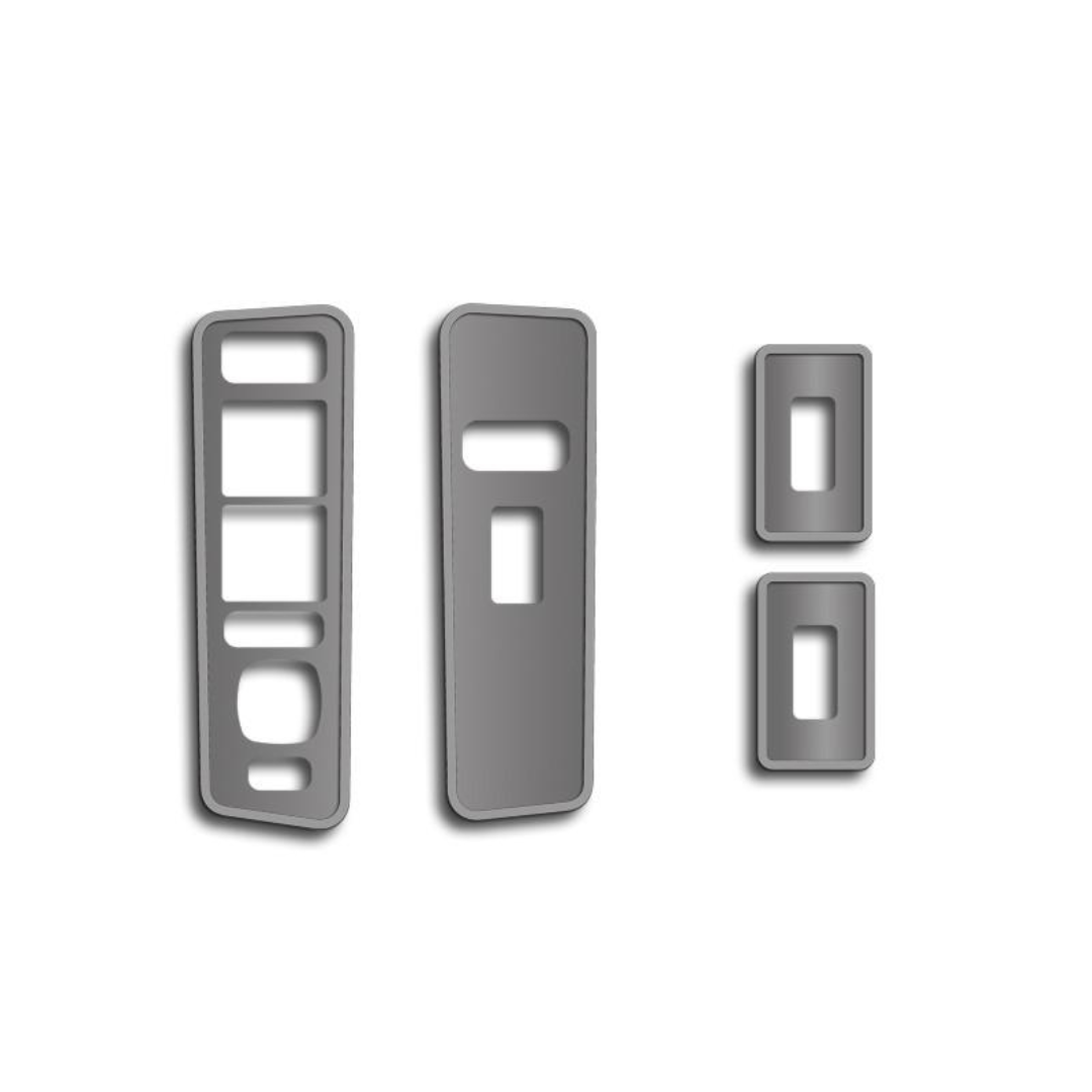 2003-2007 Hummer H2 - Door Arm Control Plates 4Pc | Brushed Stainless w/Polished Rings