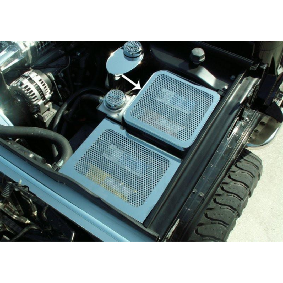 2003-2007 Hummer H2 - Perforated Fuse Box Cover | Polished Stainless Steel