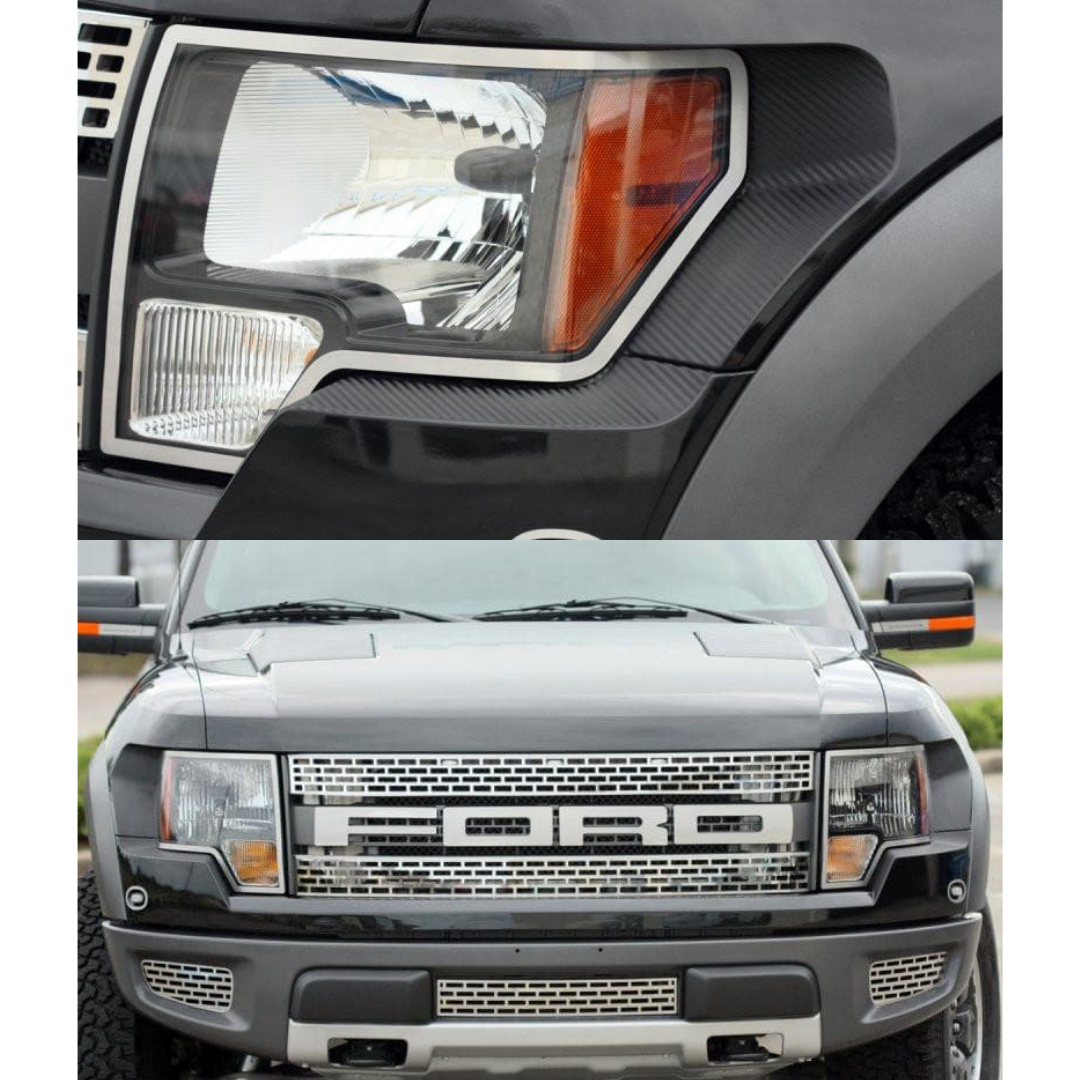 2009-2014 Ford F-150/Raptor - Headlight Trim Rings 2Pc | Brushed Stainless Steel