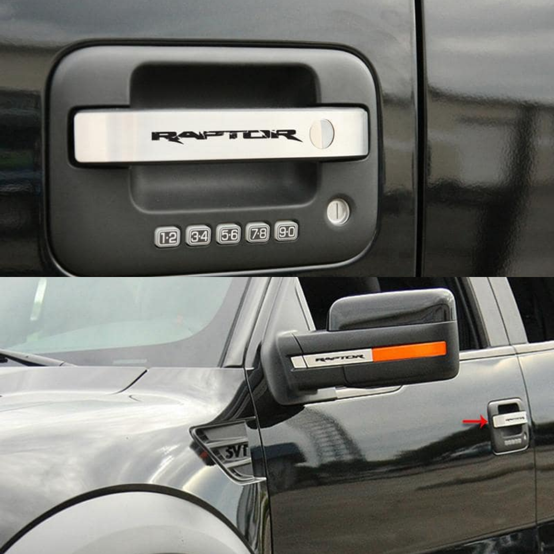 2010-2014 Ford Raptor - Front Door Handle Pull Plates 4Pc | Brushed Stainless Steel