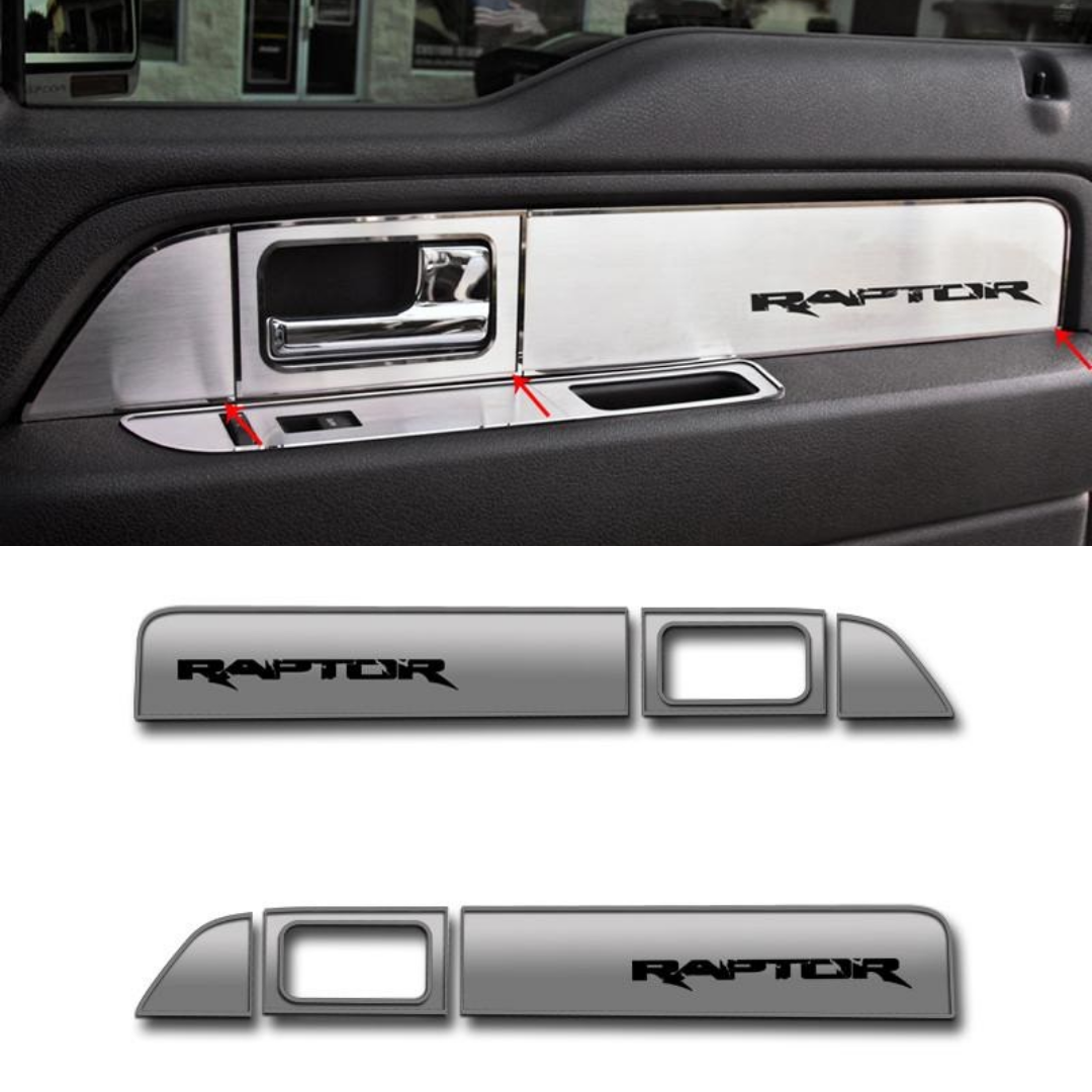 2010-2014 Ford Raptor - Front Door Panel Inserts 6Pc | Brushed Stainless Steel