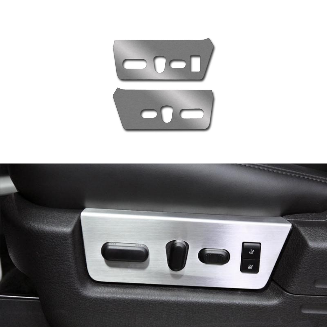 2010-2014 Ford F150/Raptor - Seat Control Side Panel Trim 2Pc | Brushed Stainless Steel