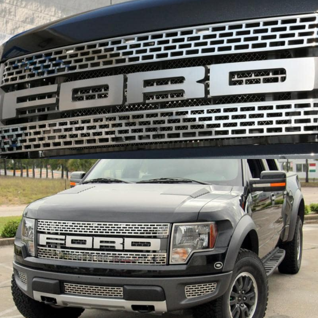 2010-2014 Ford Raptor - Front Grille 'FORD' Letter Set 4Pc | Stainless Steel