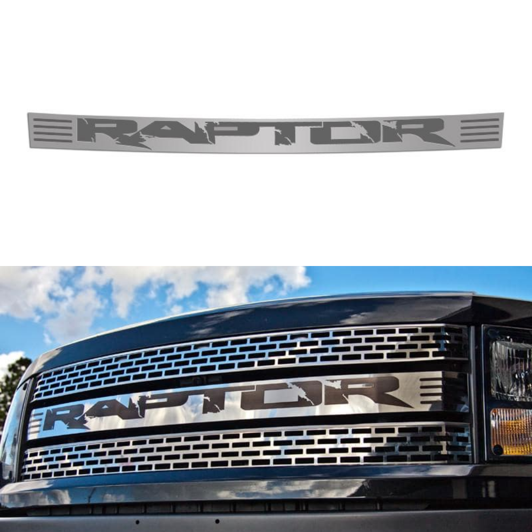 2010-2014 Ford Raptor - Front Grille Polished with Black "RAPTOR" Insert | Stainless Steel