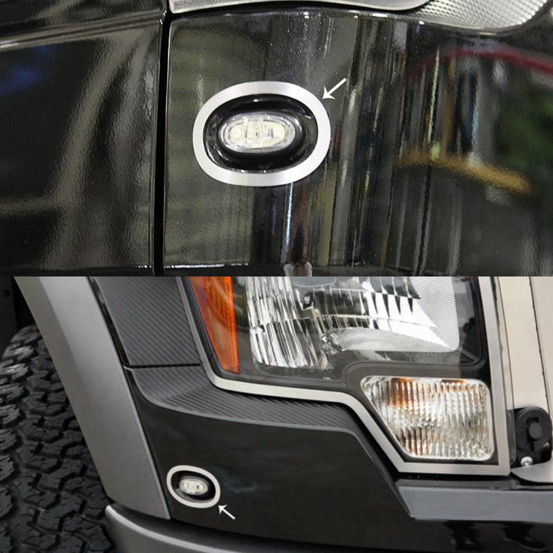 2010-2014 Ford Raptor - Marker Light Trim Rings 4Pc | Brushed Stainless Steel