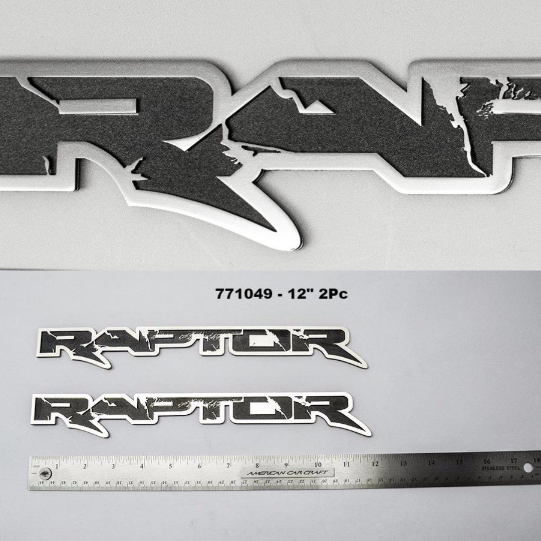 2010-2014 Ford Raptor - RAPTOR Emblem Etched Style 12"/15", 1Pc/2Pc