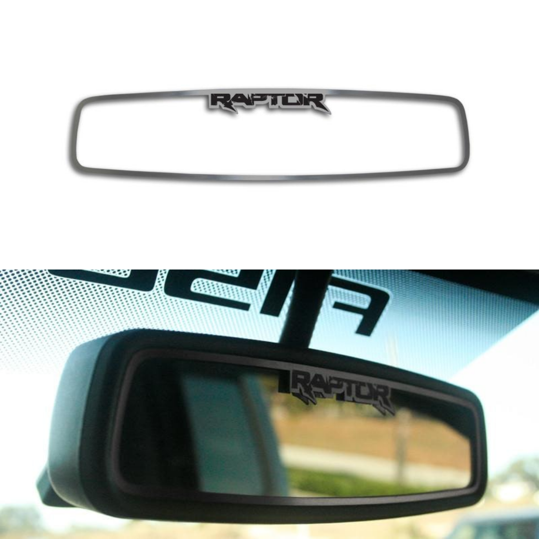 2010-2014 Ford Raptor - Rear View Mirror Trim w/Etched RAPTOR | Brushed Stainless