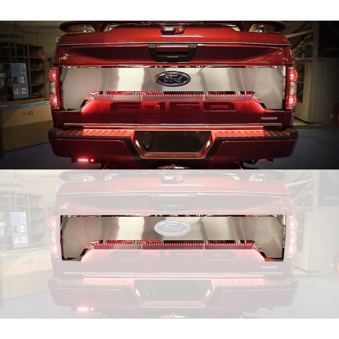 2015-2019 Ford F-150 - Tailgate Upgrade Kit with Red LED Illumination Option | Stainless Steel