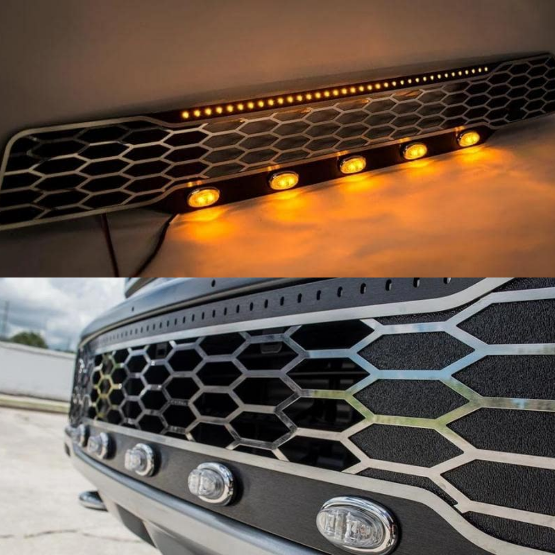 2017-2018 Ford Raptor - Lower Grille Replacement with LEDs | Stainless Steel, Choose Finish