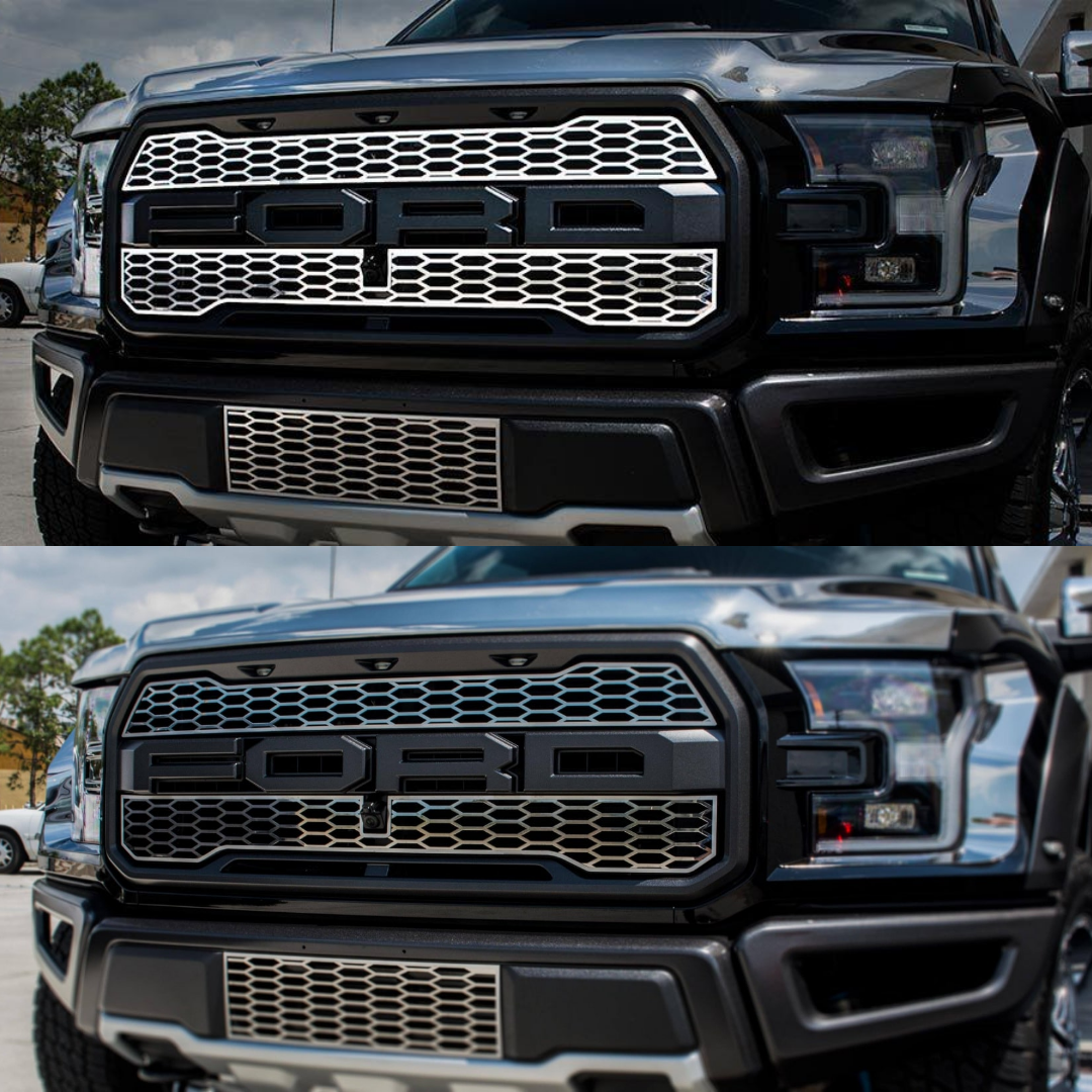 2017-2018 Ford Raptor - Upper Grille Overlays | Premium Stainless Steel