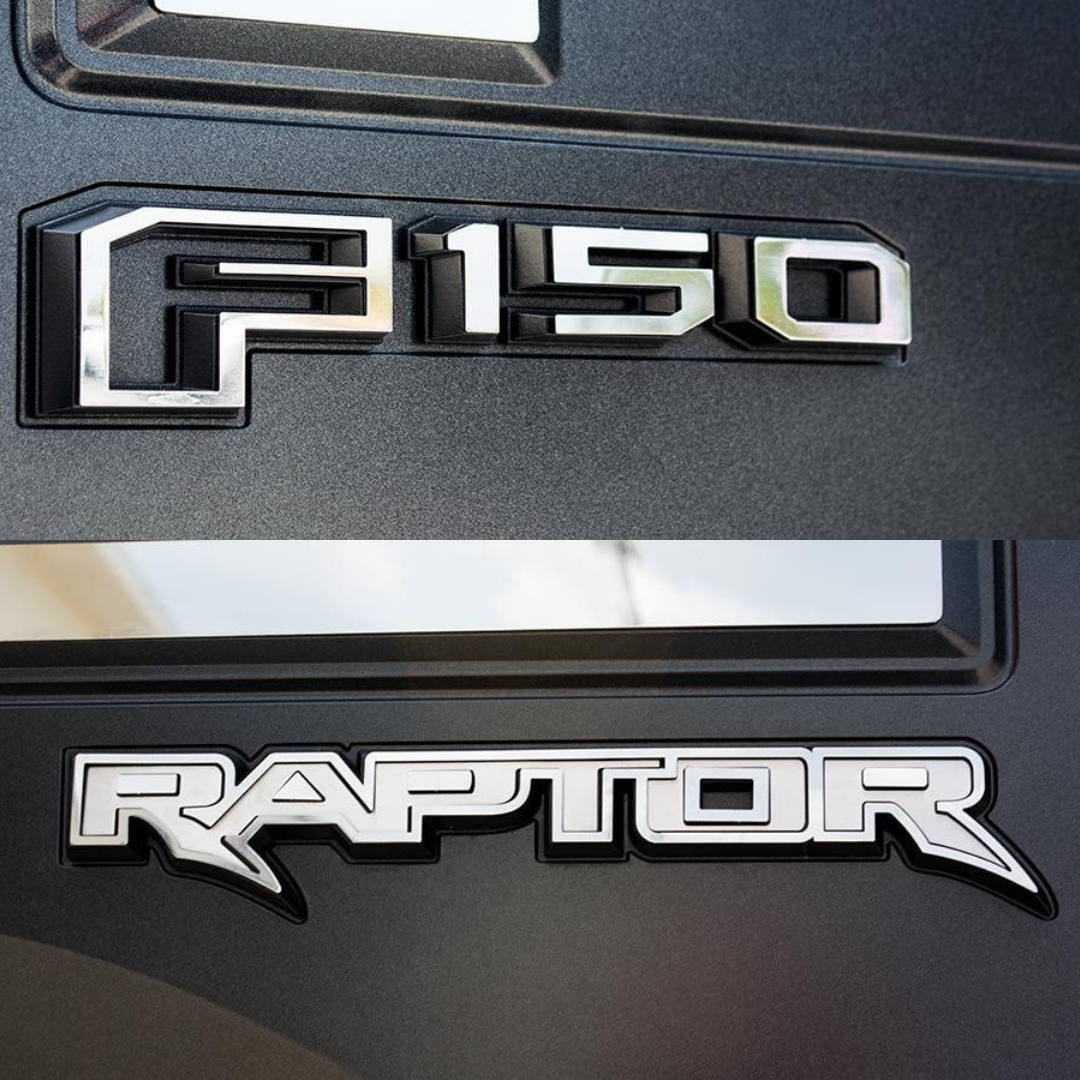 2017-2019 Ford F150 & Raptor - Tailgate Emblems 'F150' & 'RAPTOR' 2Pc Set