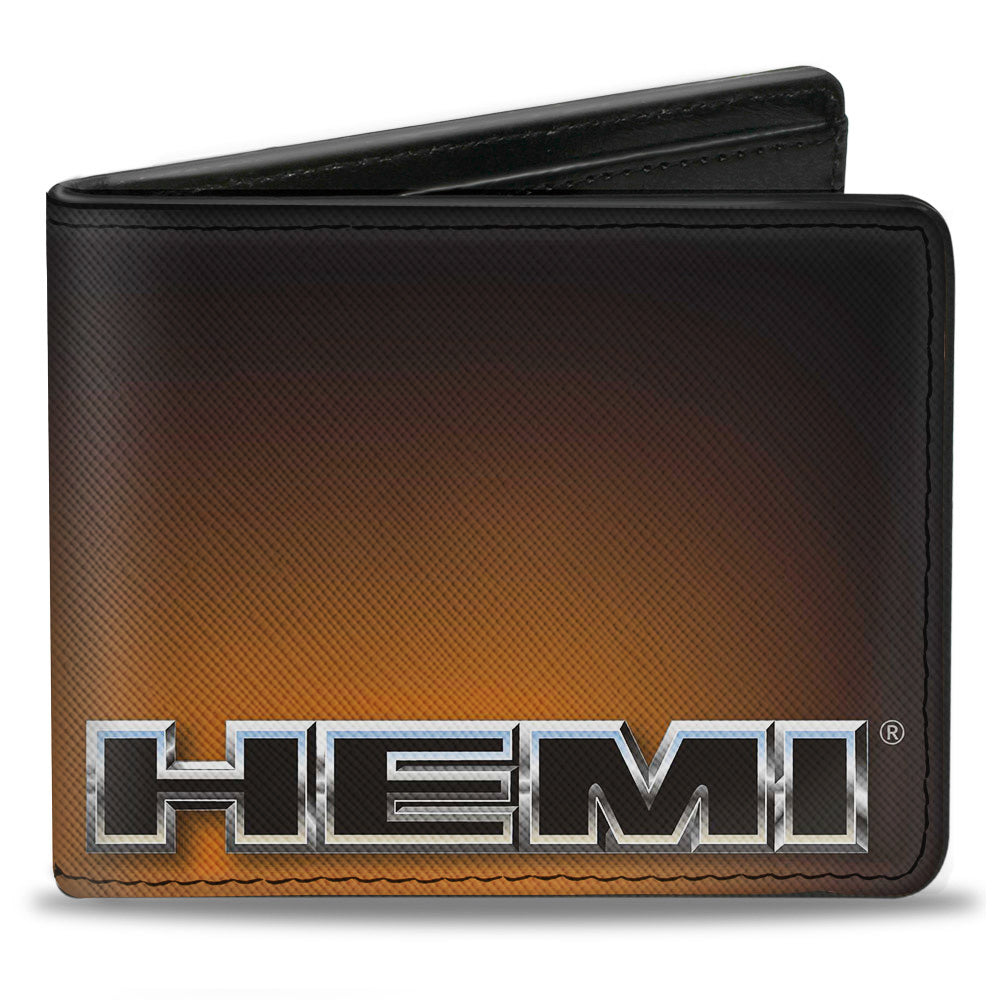 HEMI Bold Outline Bi-Fold Wallet - Black Silver Orange-Fade