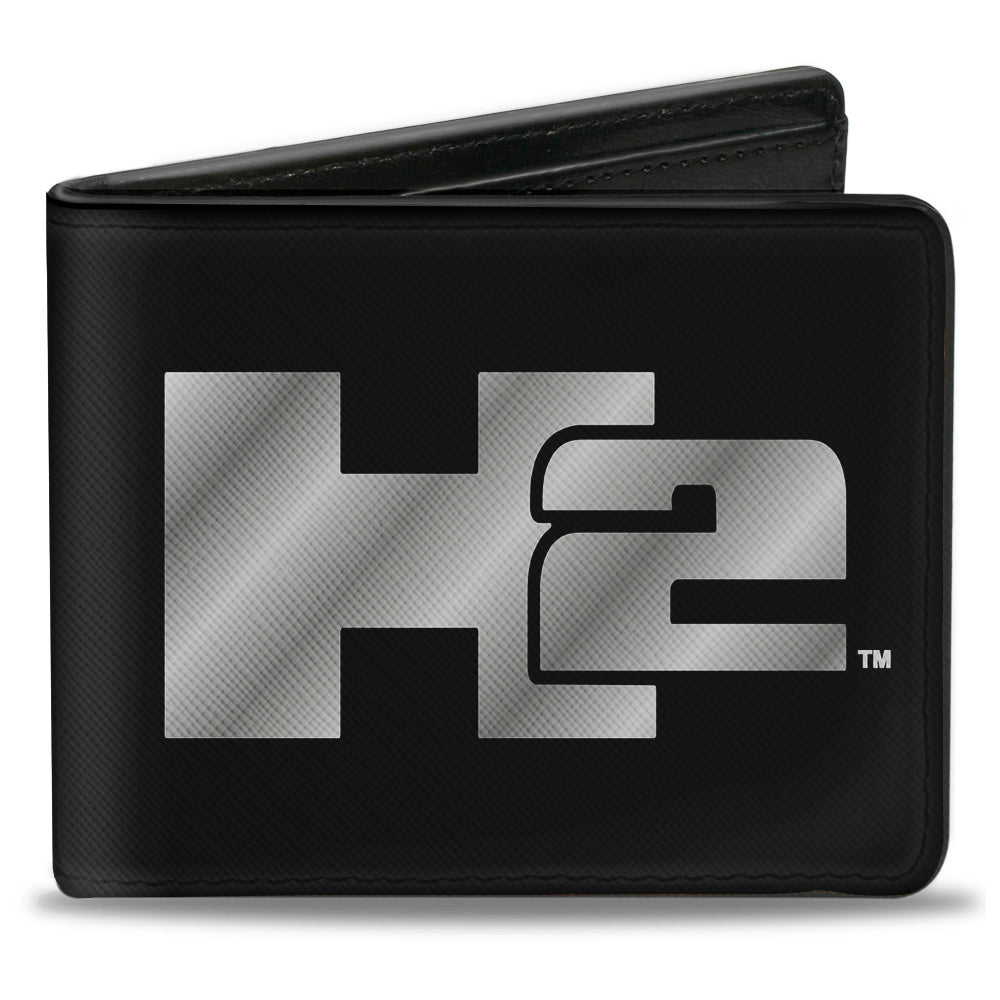 H2 Black Silver Logo Bi-Fold Wallet - CENTERED