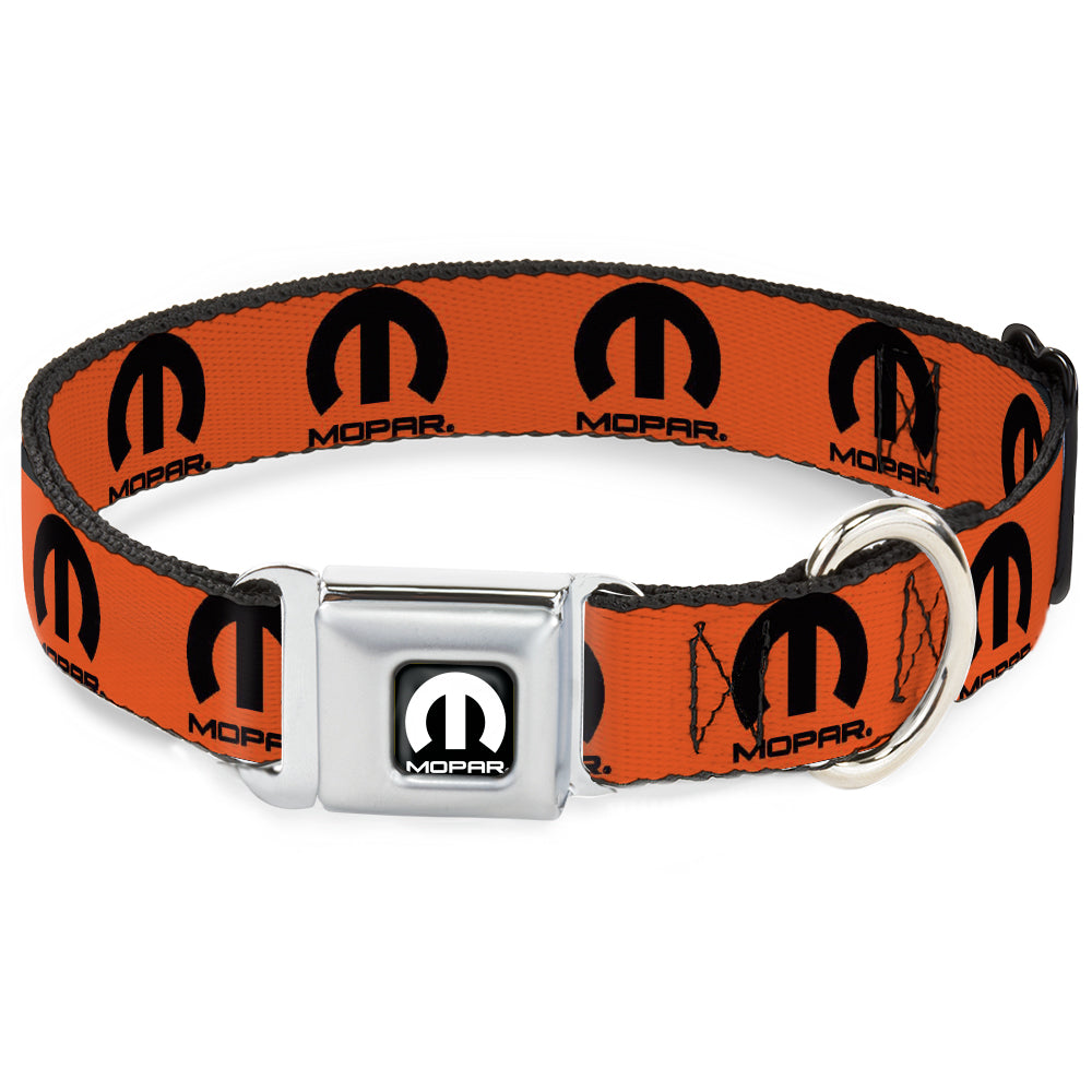 MOPAR Logo Seatbelt Buckle Collar - Logo Repeat Orange/Black