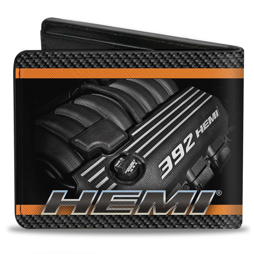 HEMI 392 Engine Bi-Fold Wallet - Carbon Fiber Orange