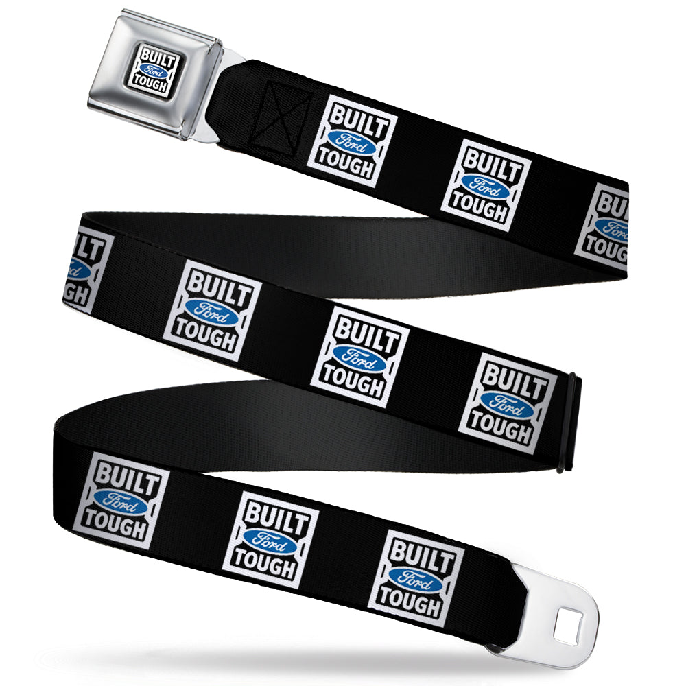 BUILT FORD TOUGH Logo Seatbelt Belt - BUILT FORD TOUGH Logo2 Black/White/Blue Webbing