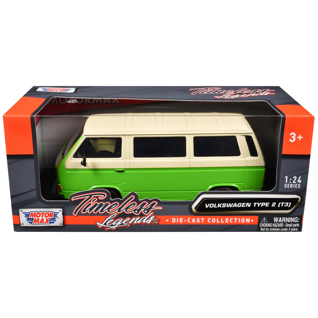 Volkswagen Type 2 (T3) Van Green and Beige "Timeless Legends" Series 1/24 Diecast Model Car