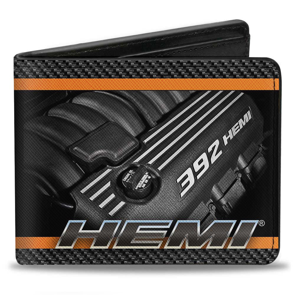 HEMI 392 Engine Bi-Fold Wallet - Carbon Fiber Orange