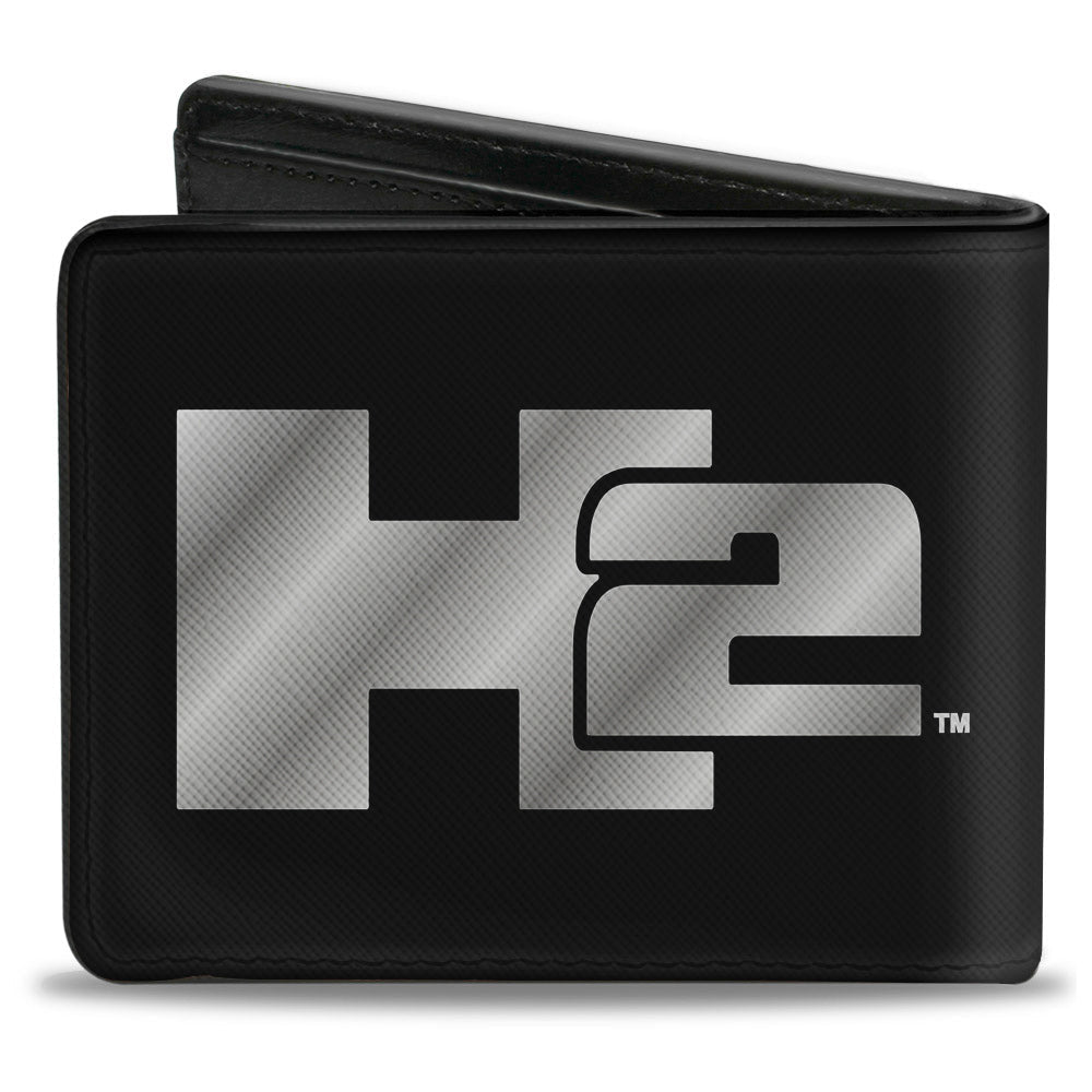 H2 Black Silver Logo Bi-Fold Wallet - CENTERED