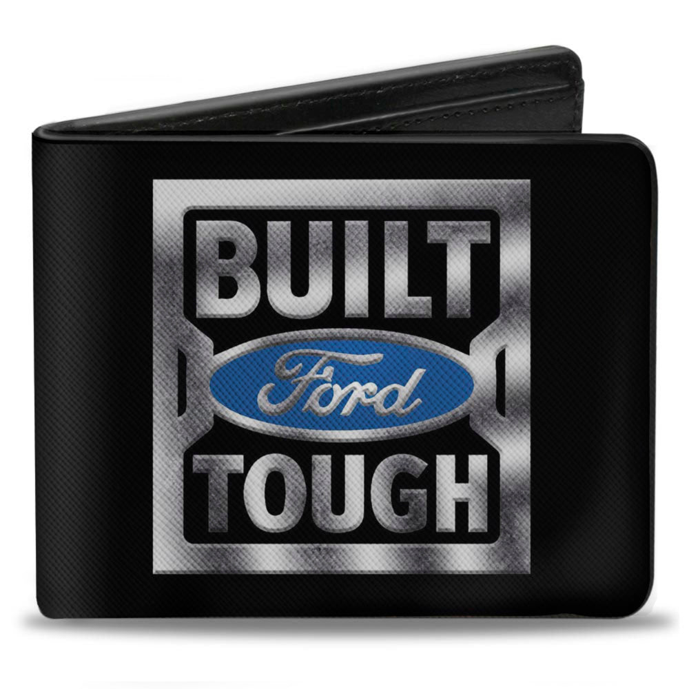 BUILT FORD TOUGH Logo Bi-Fold Wallet - Black Silver Gradient Blue