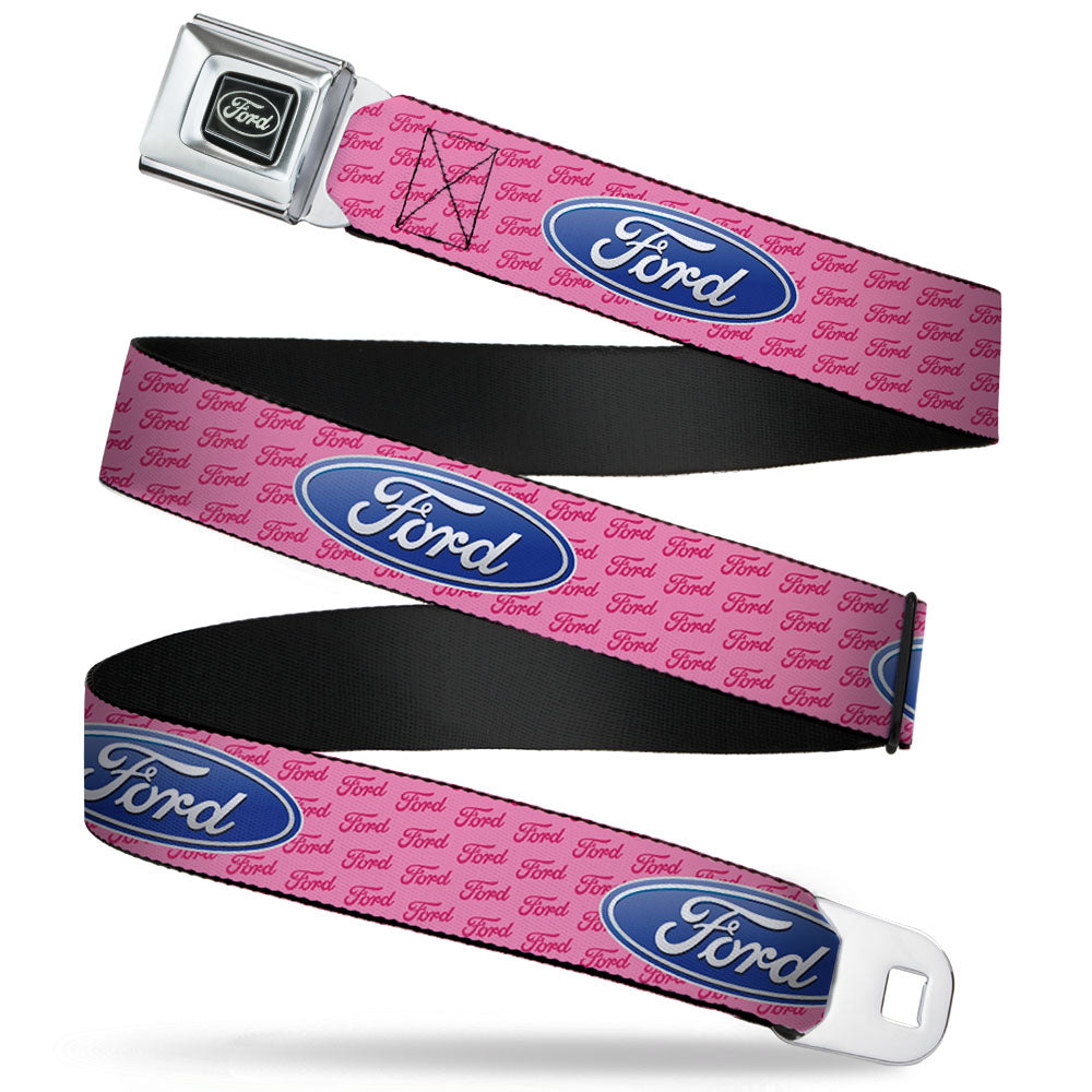 Ford Emblem Seatbelt Belt - Ford OvalPINK REPEAT Webbing